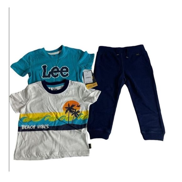 Lee toddler boys 3 pieces outfit set jogger pants and 2 short sleeve t-shirt 4T - Picture 4 of 4